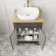 Lucia Graphite Grey Vanity with Oak Effect Top & Curved Counter Top Basin 640mm - Brass Knurled Handles