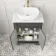 Lucia Graphite Grey Vanity with Marble Top & Curved Counter Top Basin 640mm - Brass Knurled Handles