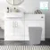 Harper Gloss White Basin Vanity with Marble Top & Back To Wall Unit 1200mm (Excludes Toilet) - Brushed Brass Accents