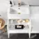 Harper Gloss White Basin Vanity with Marble Top & Back To Wall Unit 1200mm (Excludes Toilet) - Brushed Brass Accents