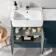 Harper Navy Blue Basin Vanity with Marble Top & Back To Wall Unit 1200mm - Excludes Toilet