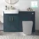 Harper Navy Blue Basin Vanity with Marble Top & Back To Wall Unit 1200mm (Excludes Toilet) - Brushed Brass Accents