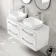 Omaha Gloss White Wall Hung Drawer Vanity with Marble Top & Curved Counter Top Basin 1200mm