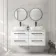 Omaha Gloss White Wall Hung Drawer Vanity with Marble Top & Curved Counter Top Basin 1200mm - Black Accents