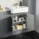 Monaco Dove Grey Combination Vanity Basin with Marble Top and Seattle Toilet 1500mm - Brushed Brass Accents