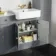 Monaco Dove Grey Combination Vanity Basin with Marble Top and Hudson Toilet with Wooden Seat 1500mm - Brushed Brass Accents