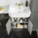 Monaco Graphite Grey Combination Vanity Traditional Basin with Marble Top & Hudson Toilet with Wooden Seat 1500mm - Brushed Brass Accents