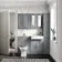 Monaco Dove Grey Combination Vanity Basin and Hudson Toilet with Wooden Seat 1200mm - Brass Knurled Handles
