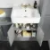 Monaco Dove Grey Combination Vanity Basin and Hudson Toilet with Wooden Seat 1500mm - Brass Knurled Handles