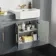 Monaco Dove Grey Combination Vanity Traditional Basin and Hudson Toilet with Wooden Seat 1500mm - Brass Knurled Handles