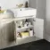 Monaco Chalk White Combination Vanity Basin with Marble Top and Hudson Toilet with Wooden Seat 1500mm - Brass Knurled Handles