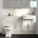 Monaco Chalk White Combination Vanity Traditional Basin with Marble Top & Hudson Toilet with Wooden Seat 1500mm - Brass Knurled Handles