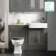 Monaco Graphite Grey Combination Vanity Basin with Marble Top & Hudson Toilet with Wooden Seat 1200mm - Brass Knurled Handles