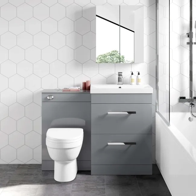 Avon Stone Grey Combination Basin Drawer and Seattle Toilet 1100mm