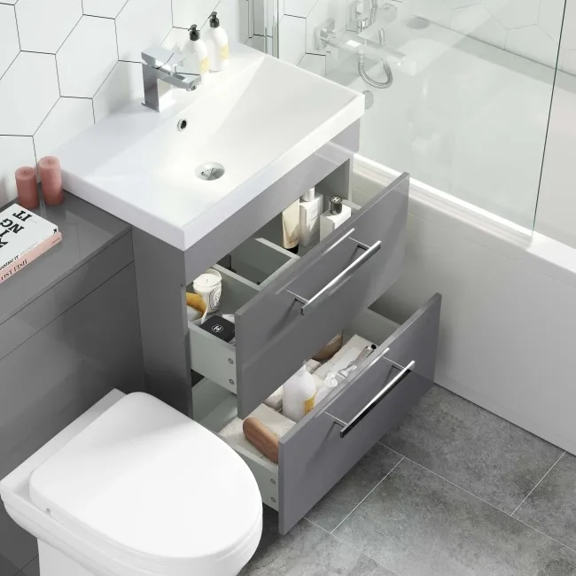 Avon Stone Grey Combination Basin Drawer and Seattle Toilet 1100mm