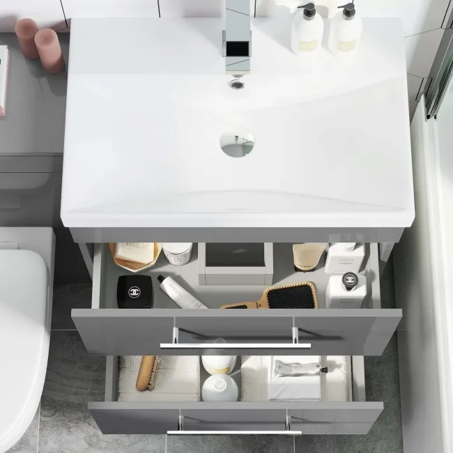 Avon Stone Grey Combination Basin Drawer and Seattle Toilet 1100mm