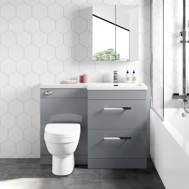 Avon Stone Grey Combination Basin Drawer and Seattle Toilet 1100mm - Right Handed