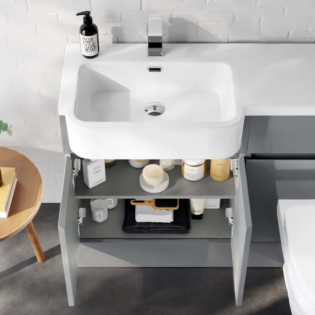 Foster Stone Grey Combination Vanity Basin and Seattle Toilet 1200mm - Left Handed