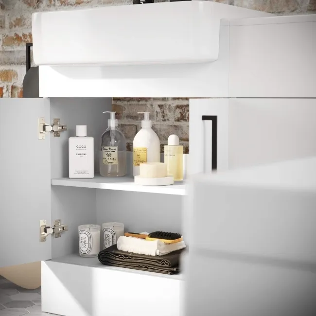 Harper Gloss White Combination Vanity Basin and Denver Toilet 1200mm - Black Accents