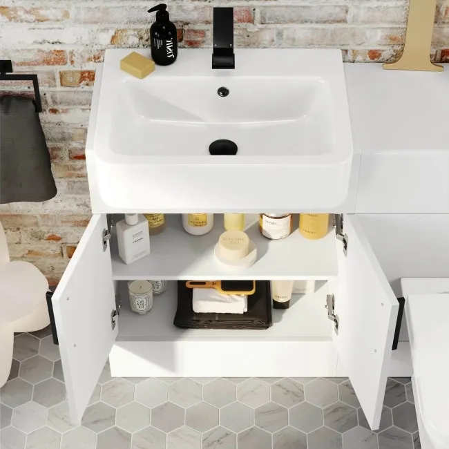 Harper Gloss White Combination Vanity Basin and Atlanta Toilet 1200mm - Black Accents