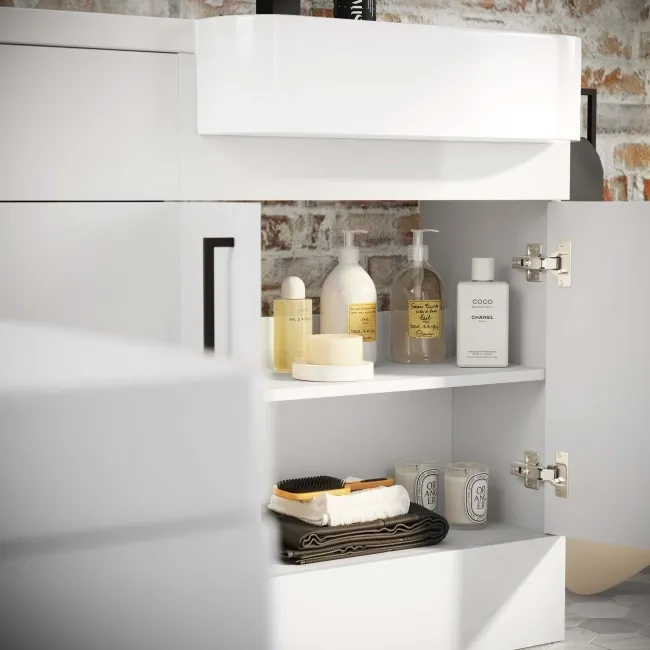 Harper Gloss White Combination Vanity Basin and Seattle Toilet 1200mm - Black Accents - Right Handed