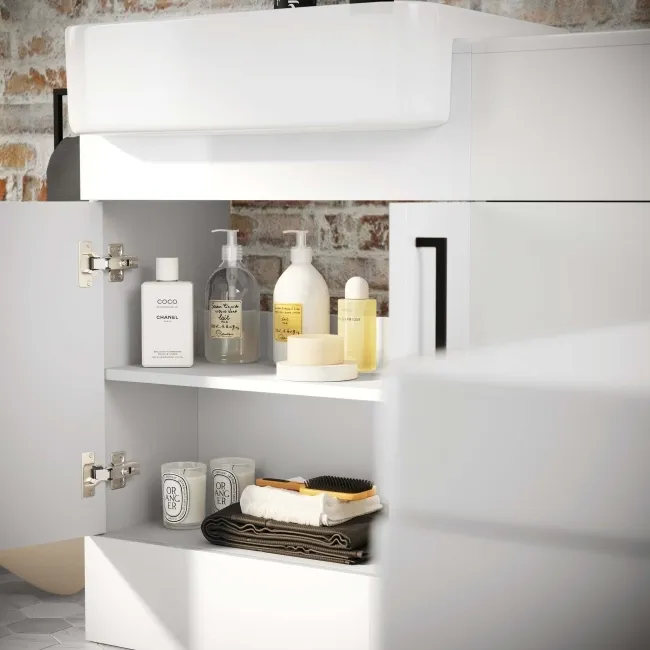 Harper Gloss White Combination Vanity Basin and Boston Toilet 1200mm - Black Accents