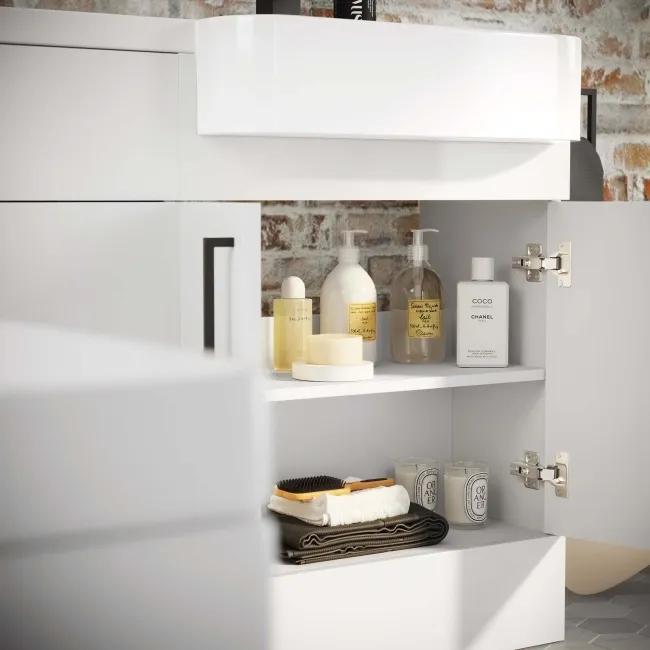 Harper Gloss White Combination Vanity Basin and Boston Toilet 1200mm - Black Accents - Right Handed