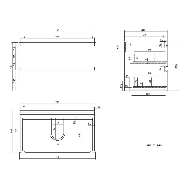 Corsica Inky Blue Wall Hung Drawer Vanity with Marble Top & Oval Counter Top Basin 800mm