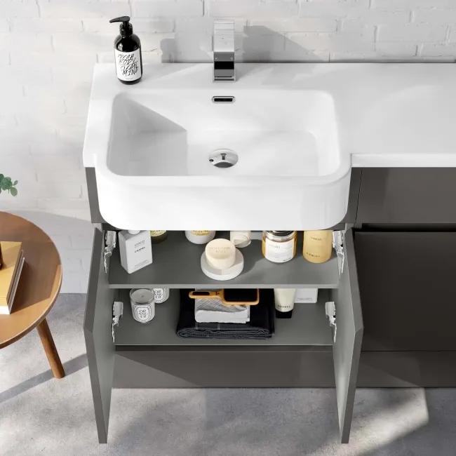 Foster Tungsten Grey Basin Vanity With Back To Wall Unit 1200mm (Excludes Toilet) - Left Handed