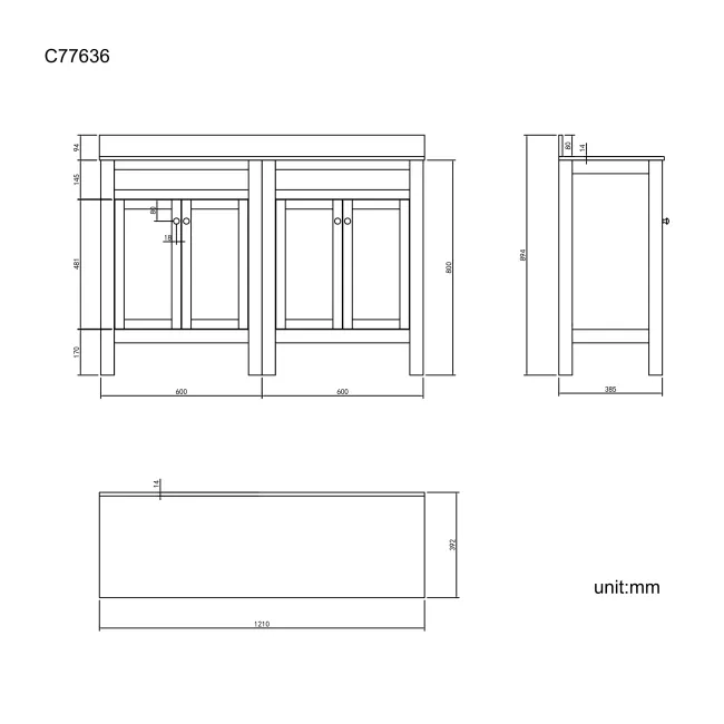 Bermuda Chalk White Cabinet with Marble Top 1200mm - Excludes Counter Top Basin