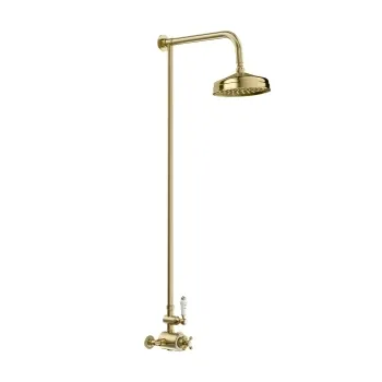 Nevis Brushed Brass Traditional Thermostatic Shower Set