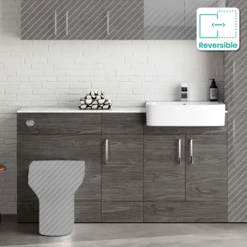 Harper Charcoal Elm Combination Vanity Basin with Marble Top 1500mm