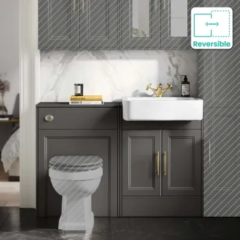 Monaco Graphite Grey Basin Vanity and Back To Wall Unit 1200mm (Excludes Pan & Cistern) - Brass Knurled Handles