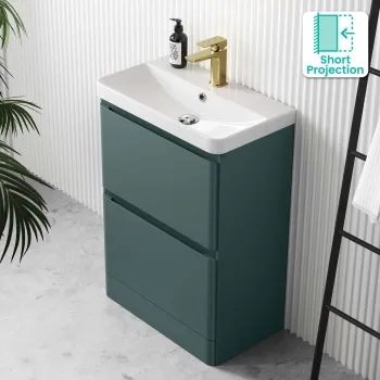 Corsica Midnight Green Slimline Basin Drawer Vanity 600mm