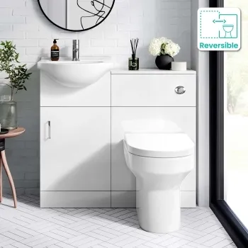Quartz Gloss White Combination Vanity Basin and Miami Toilet 950mm