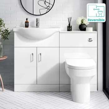 Quartz Gloss White Combination Vanity Basin and Miami Toilet 1150mm