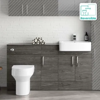 Harper Charcoal Elm Combination Vanity Basin and Denver Toilet 1500mm