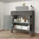 Bermuda Graphite Grey Cabinet with Marble Top 800mm Excludes Counter Top Basin - Brass Knurled Handles