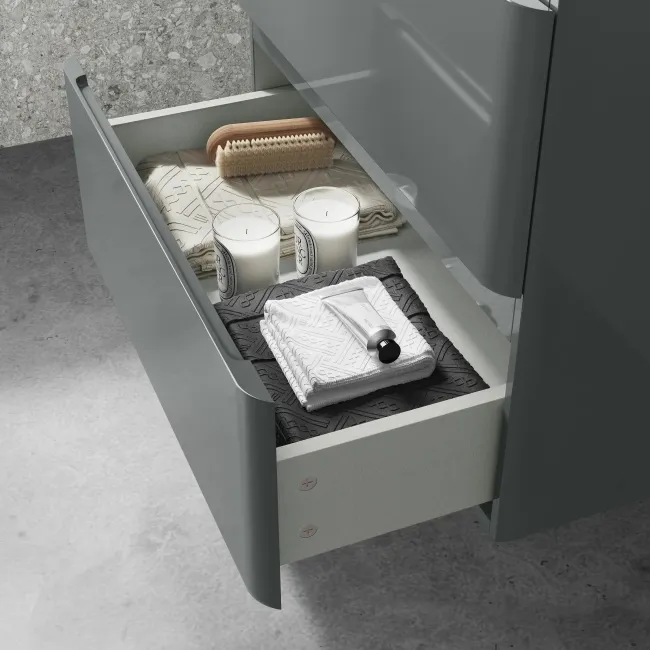 Corsica Storm Grey Wall Hung Drawer Vanity with Oval Counter Top Basin 600mm