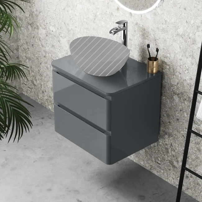 Corsica Storm Grey Wall Hung Drawer 600mm - Excludes Counter Top Basin