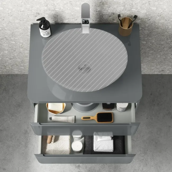 Corsica Storm Grey Wall Hung Drawer 600mm - Excludes Counter Top Basin