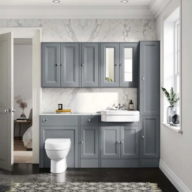 Monaco Dove Grey Combination Vanity Traditional Basin with Marble Top and Seattle Toilet 1500mm