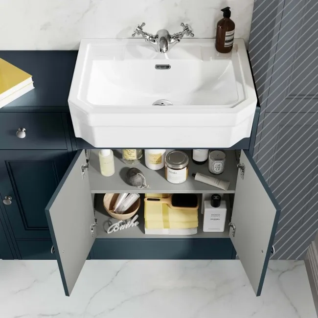 Monaco Inky Blue Combination Vanity Traditional Basin and Seattle Toilet 1500mm