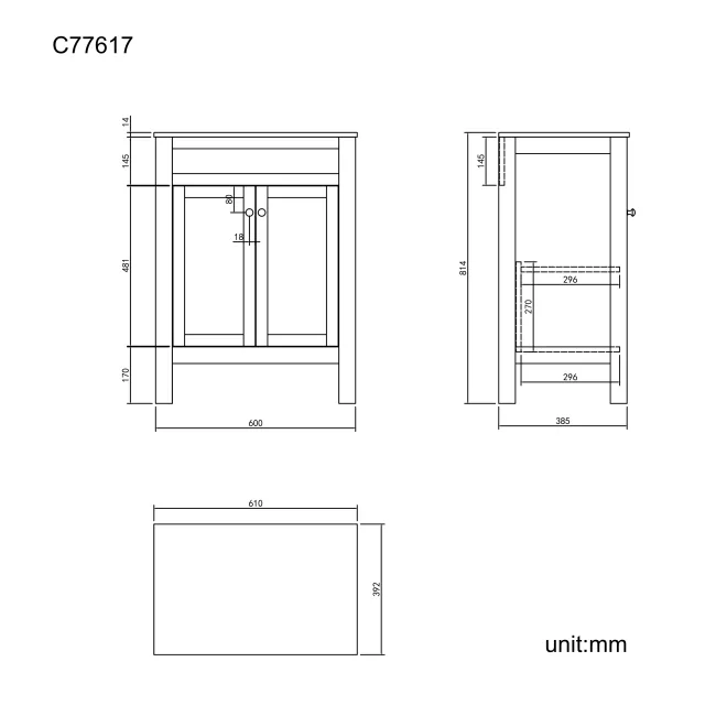 Bermuda Dove Grey Cabinet with Marble Top 600mm - Excludes Counter Top Basin