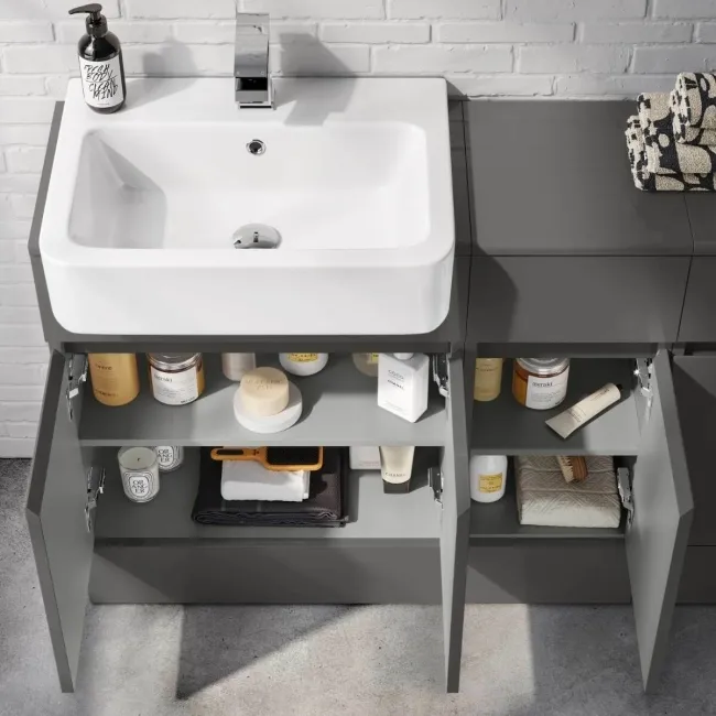 Foster Tungsten Grey Combination Vanity Basin 1500mm - Excludes Toilet