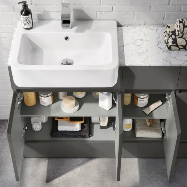 Foster Tungsten Grey Combination Vanity Basin with Marble Top & Houston Toilet 1500mm