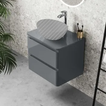 Corsica Storm Grey Wall Hung Drawer 600mm - Excludes Counter Top Basin