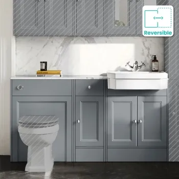 Monaco Dove Grey Combination Vanity Traditional Basin with Marble Top 1500mm (Excludes Pan & Cistern)