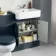 Monaco Inky Blue Combination Vanity Basin and Hudson Toilet with Wooden Seat 1200mm
