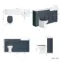 Monaco Inky Blue Combination Vanity Basin with Marble Top and Hudson Toilet with Wooden Seat 1500mm